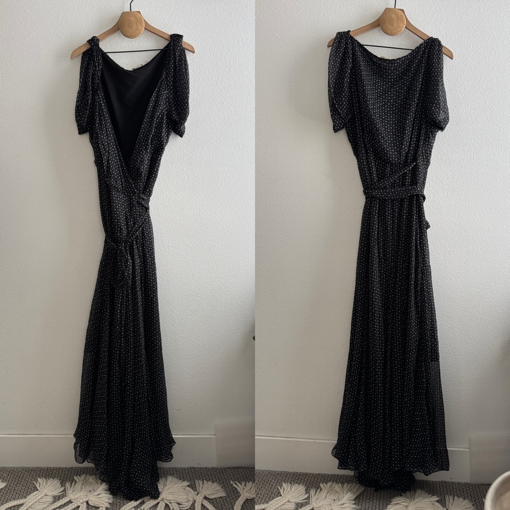 Diane Von Furstenberg DVF Belinda Crinkled Silk Wrap Maxi Dress